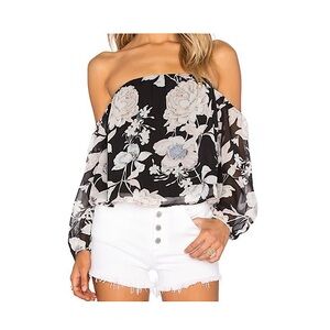 Lucca Black Floral Off-The-Shoulder Top, S